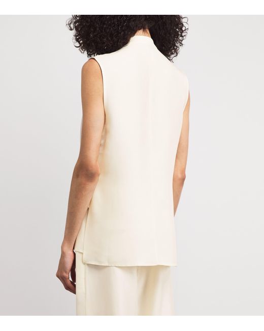 LeKasha White Silk Sleeveless Abydos Shirt