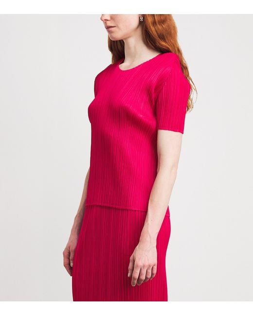 Pleats Please Issey Miyake Pink Short-Sleeve New Colorful Basics 4 Top