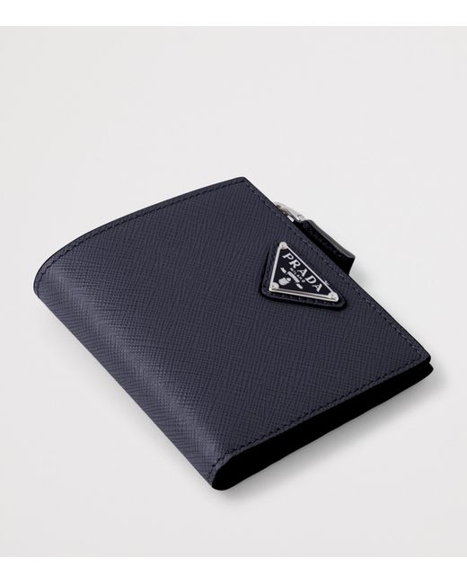 Prada Blue Small Leather Logo Wallet for men