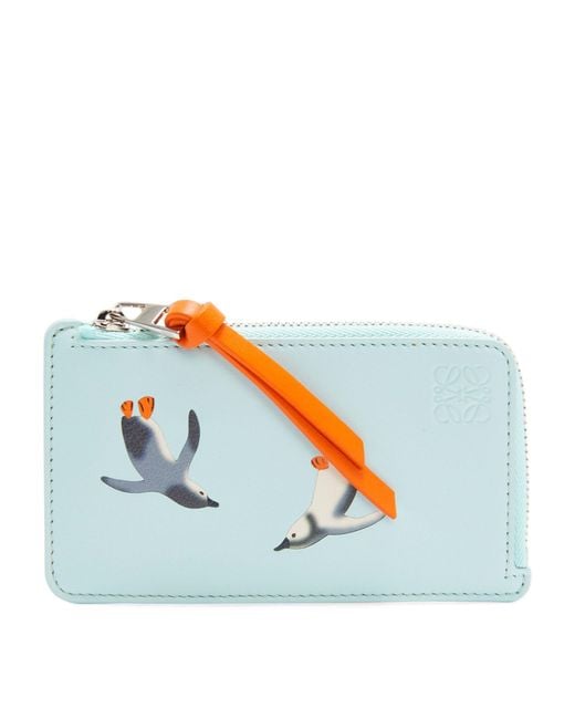 Loewe Blue X Suna Fujita Calfskin Penguin Zipped Card Holder