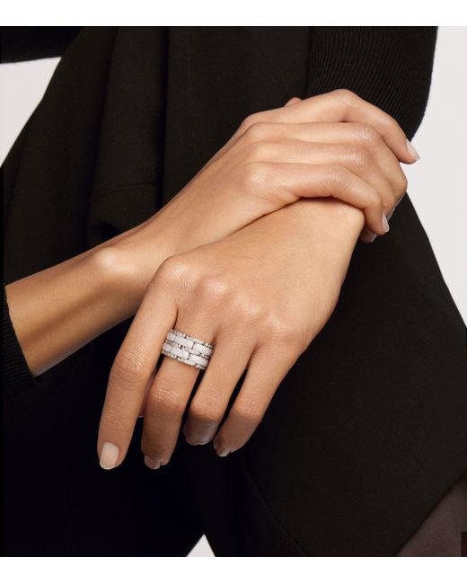 Chanel Metallic Large White Gold, Diamond And Ceramic Flexible Ultra Ring