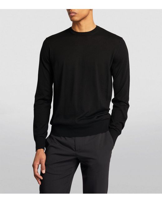 Giorgio Armani Black Virgin Wool Crewneck Sweater for men