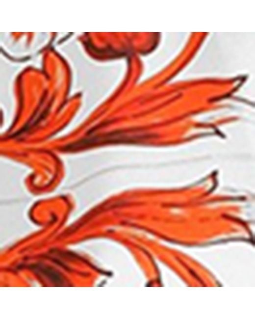Dolce & Gabbana Red Silk Majolica Print Midi Shirt Dress