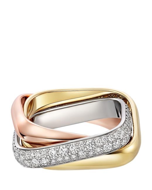 Cartier Metallic Mixed And Diamond Trinity Cushion Ring
