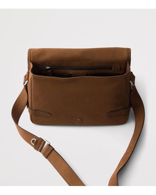 Prada Brown Nubuck Leather Shoulder Bag for men