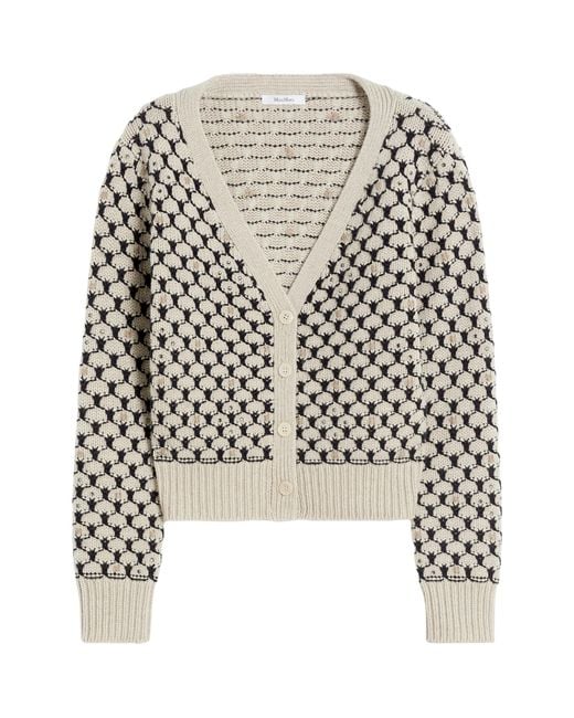 Max Mara Black Wool-Cashmere Jacquard Cardigan
