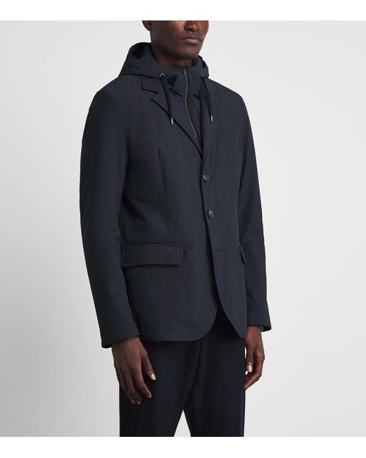 Herno Blue Hooded Jacket for men