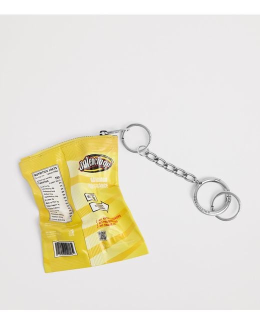 Balenciaga Yellow Calf Leather Chips Keyring