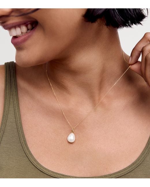 Monica Vinader White And Baroque Pearl Pendant Charm