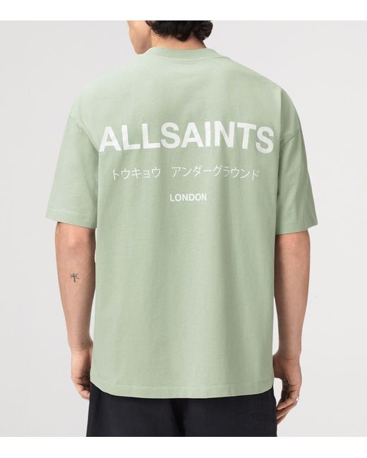 AllSaints Green Organic Cotton Underground T-Shirt for men
