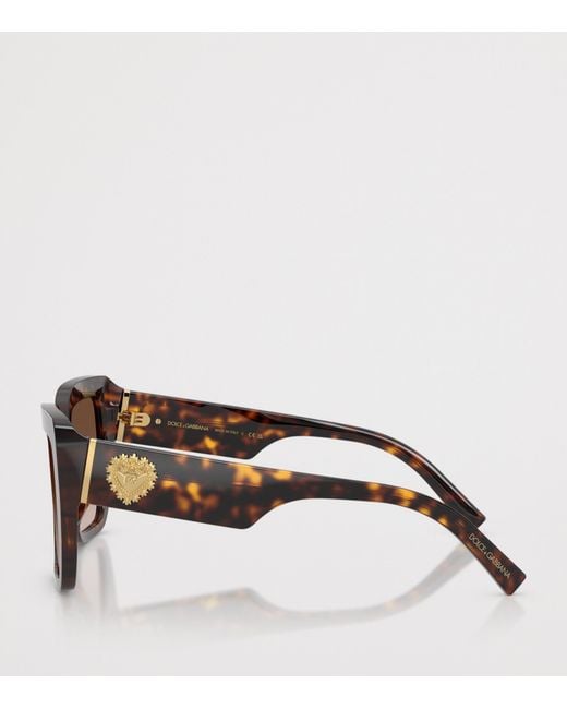 Dolce & Gabbana Brown Tortoise Square Cat-Eye Sunglasses