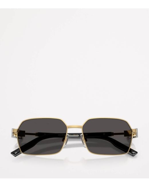Dolce & Gabbana Metallic Wire-Frame Rectangular Sunglasses for men
