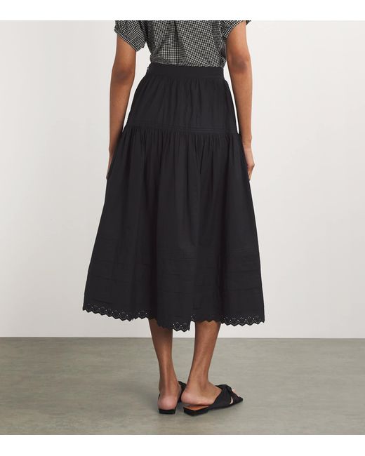 Doen Black Tiered Sebastiane Midi Skirt