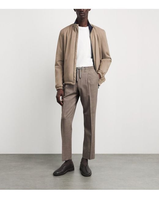 Corneliani Gray Stretch-Virgin Wool Drawstring Trousers for men