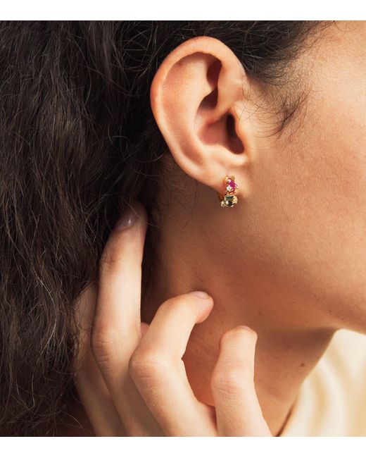 Suzanne Kalan Metallic Diamond And Sapphire Frenzy Huggie Earrings