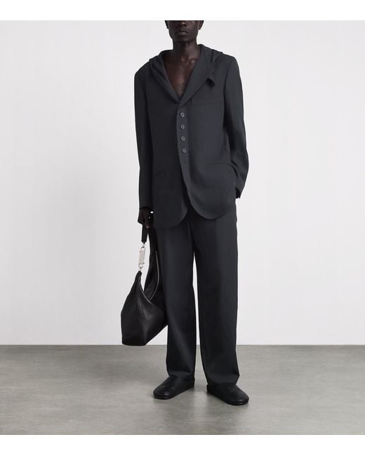 Yohji Yamamoto Blue Wool Hooded Blazer for men