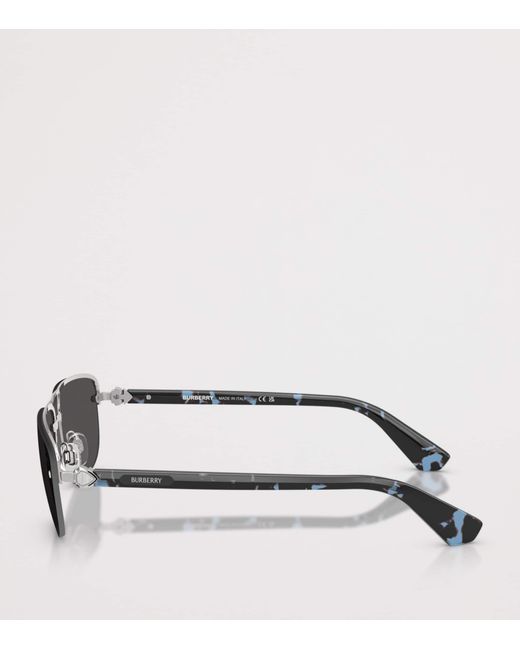 Burberry Gray Metal Irregular Sunglasses for men