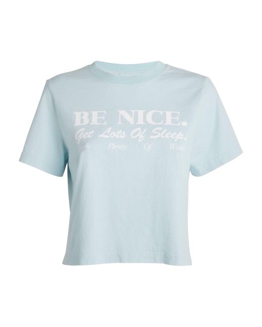 Sporty & Rich Blue Cotton Be Nice Crop Top