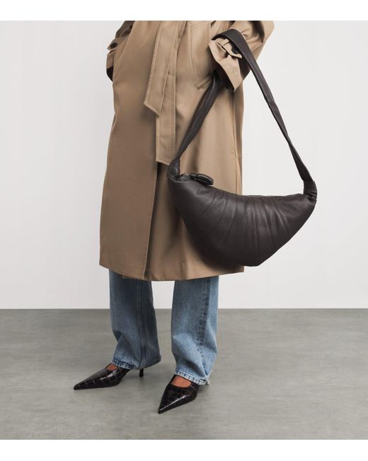 Lemaire Black Medium Grained Leather Croissant Shoulder Bag