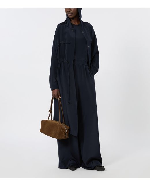 Max Mara Blue Silk Wide-Leg Trousers