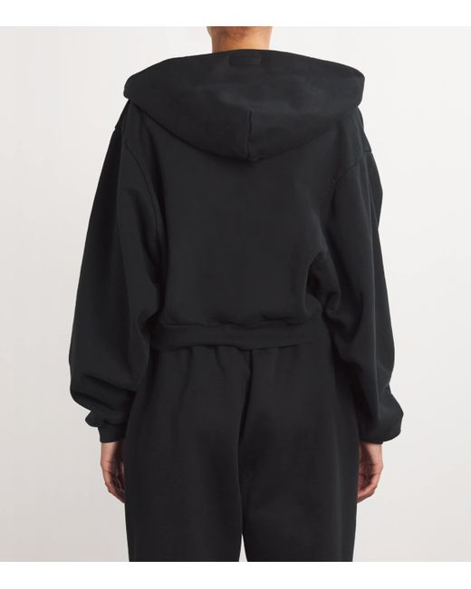 Fear Of God Black Cotton Cropped V-Neck Hoodie