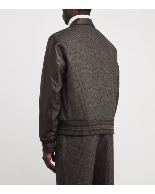 Rag & Bone Gray Wool Leather-Trim Bomber Jacket for men