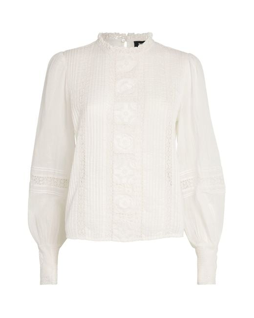 ME+EM White Cotton Voile Lace Blouse