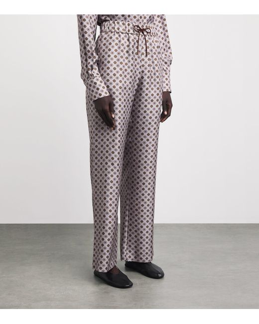 Colombo Gray Silk Printed Trousers
