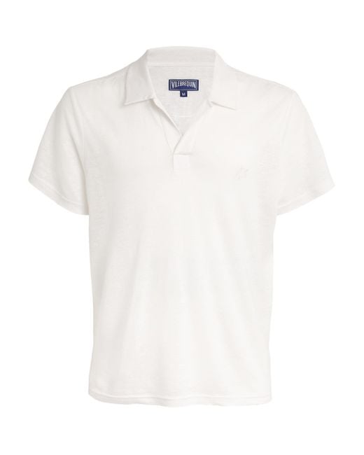 Vilebrequin White Linen Pyramid Polo Shirt for men