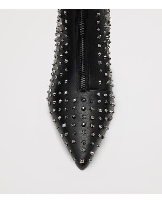 AllSaints Black Leather Stud Heeled Boots 88