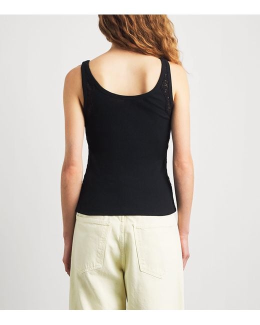 Sandro Black Lace-Detail Tank Top