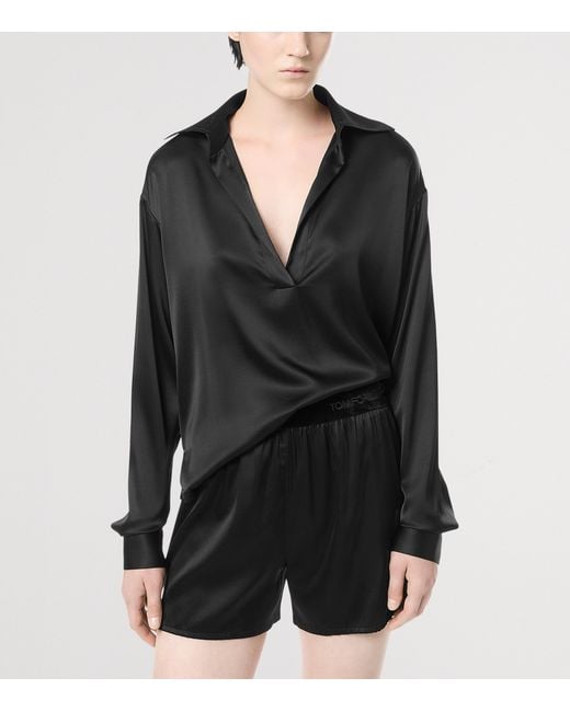 Tom Ford Black Silk-Blend Blouse