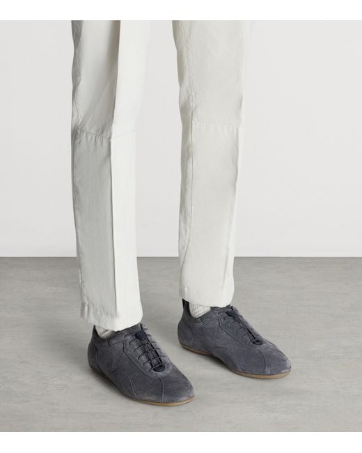 Dunhill Blue Suede Automotive Davies Sneakers for men