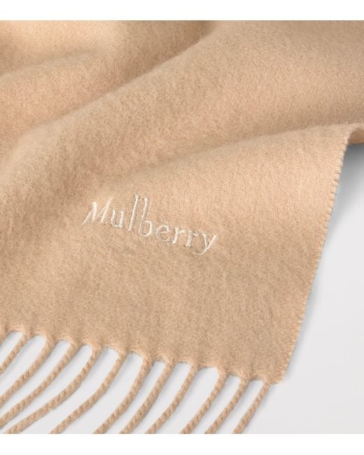 Mulberry Natural Cashmere Logo Scarf