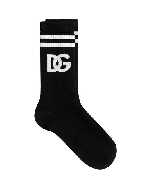 Dolce & Gabbana Black Cotton Logo Socks for men