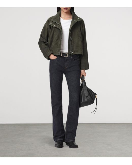 AllSaints Green Suede Ryder Jacket