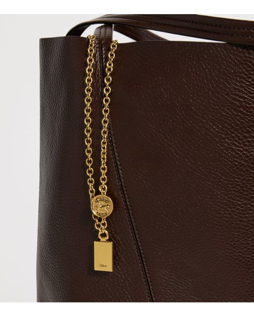 Chloé Brown Large Calfskin Spin Tote Bag
