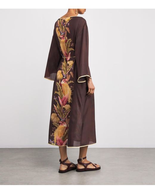 Zimmermann Brown Palm Ascension Tunic Midi Dress