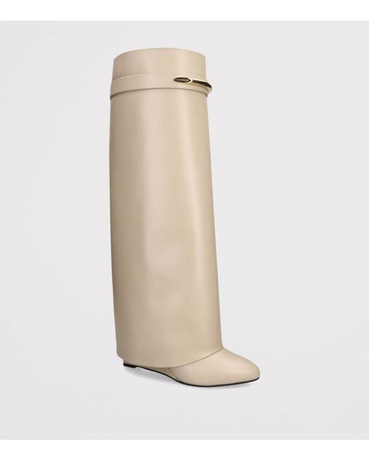 Givenchy White Leather Shark Knee-High Boots 95