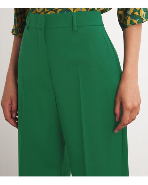 Weekend by Maxmara Green Wool Wide-Leg Trousers