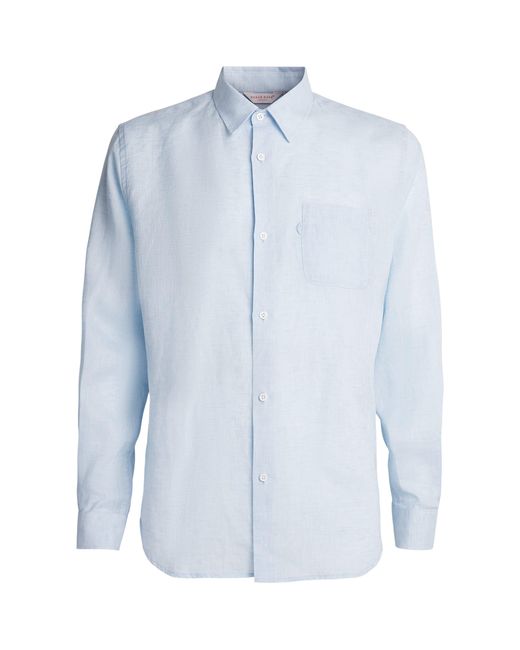 Derek Rose Blue Linen Monaco Shirt for men