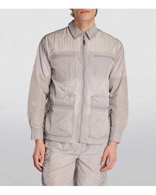 Rains Gray Technical Kano Overshirt Jacket for men