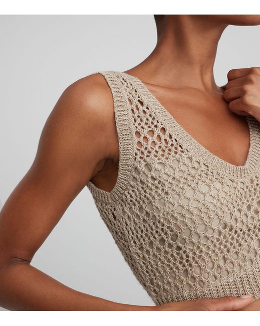Brunello Cucinelli White Linen-silk Open-knit Sweater Vest