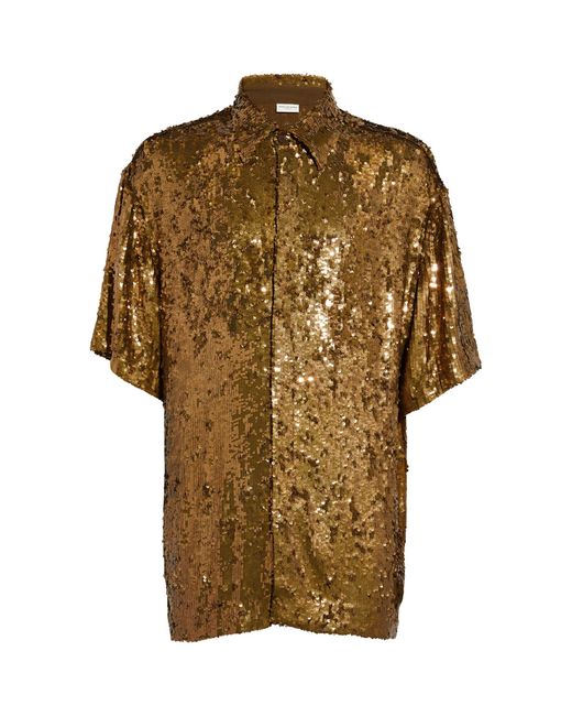 Dries Van Noten Brown Embellished Sequin Shirt for men
