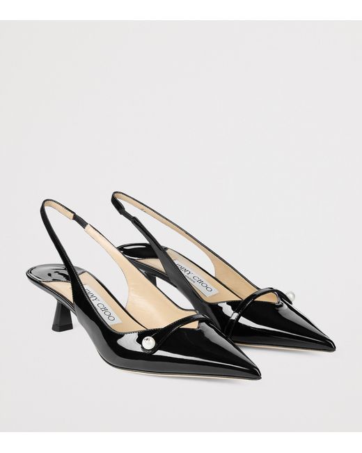 Jimmy Choo Black Amita 45 Leather Slingback Pumps