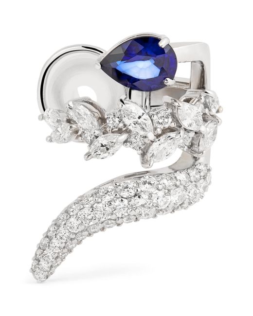 YEPREM White Diamond And Sapphire Whisper Ear Cuff