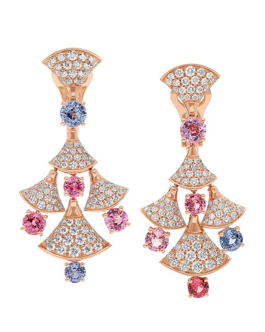 BVLGARI White Rose Gold, Diamond And Spinel Diva's Dream Earrings