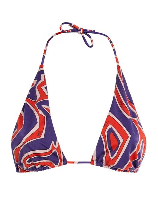 Emilio Pucci Red Labirinto Print Bikini Top