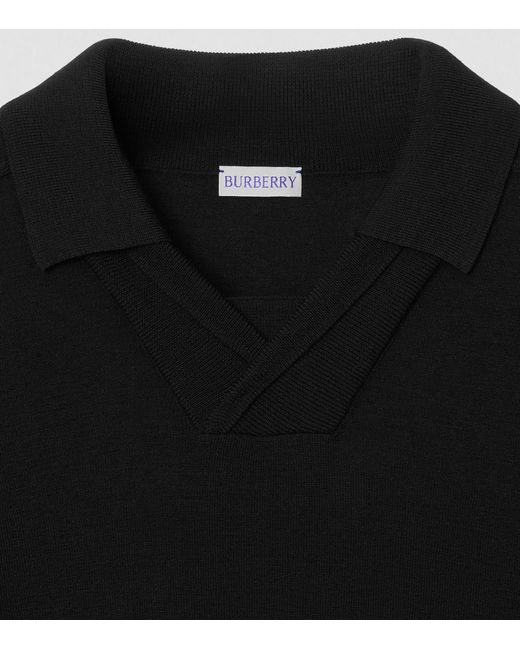 Burberry Black Wool Polo Shirt for men