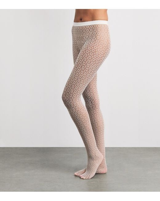 Wolford White Daisy Net Tights